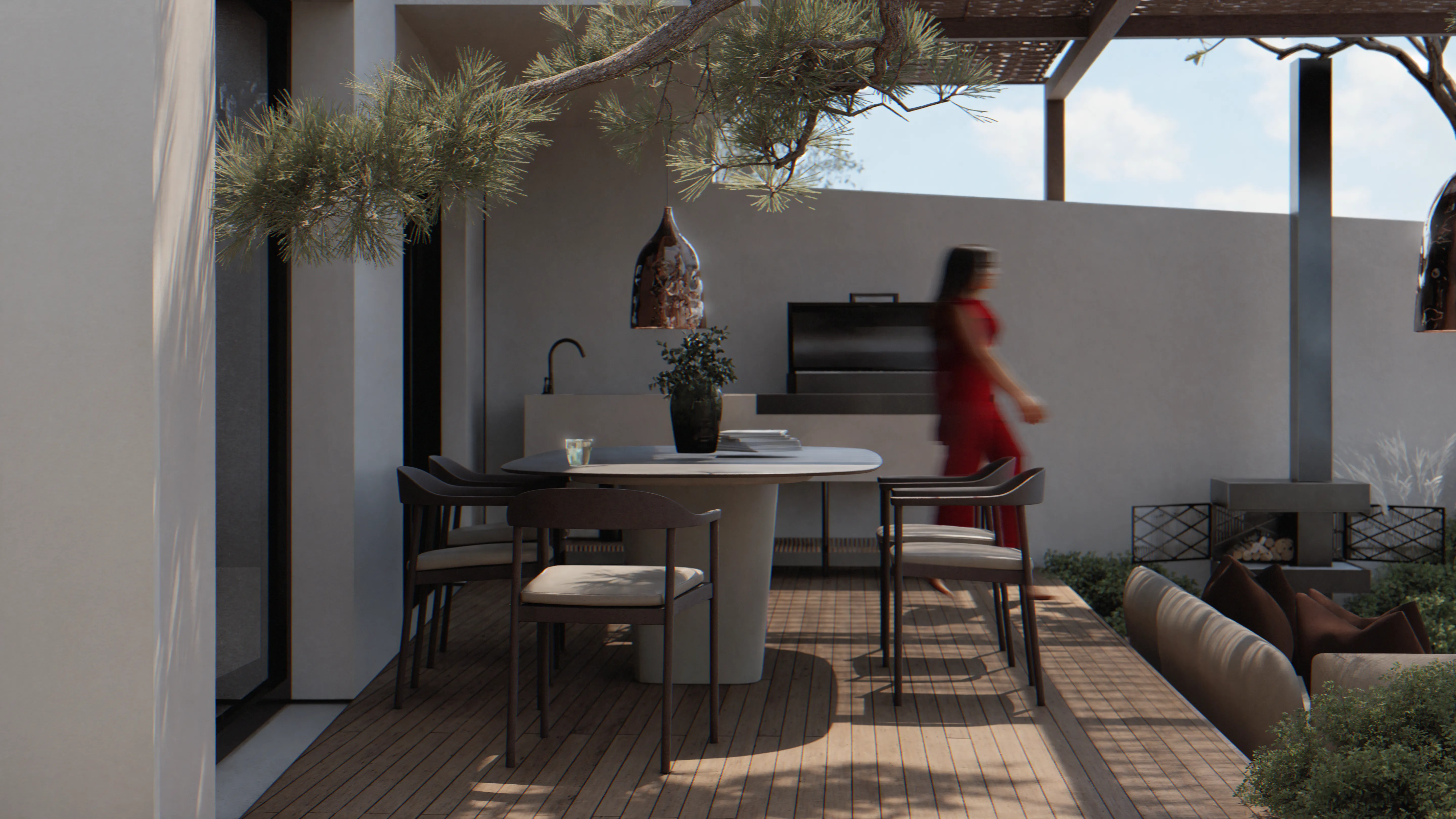 Esstisch mit Steinoberfläche