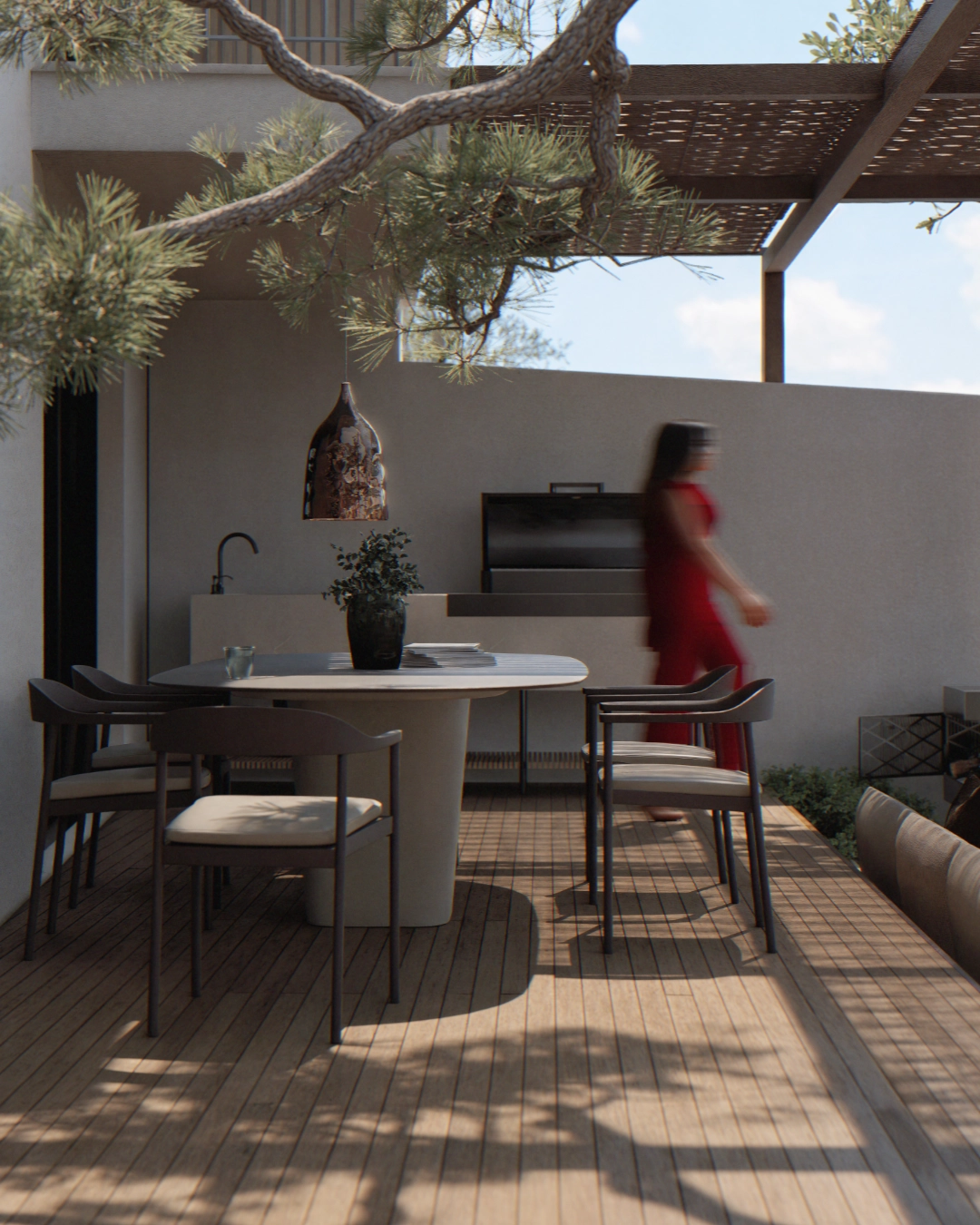 Esstisch mit Steinoberfläche