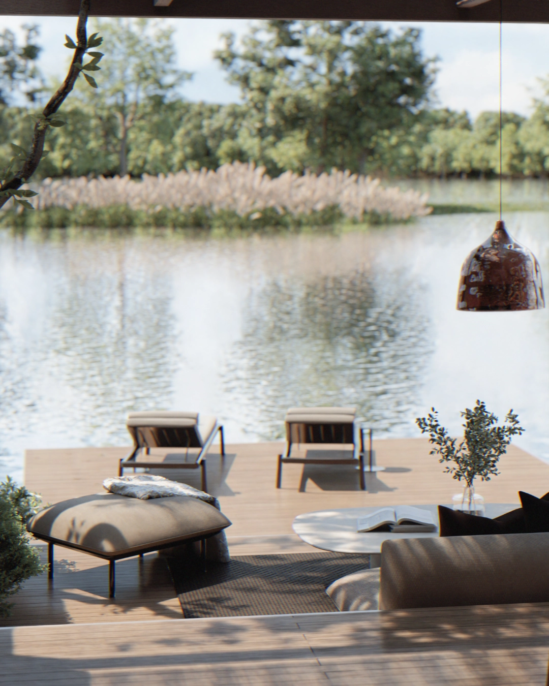 Sonnenliegen auf der Steglandschaft