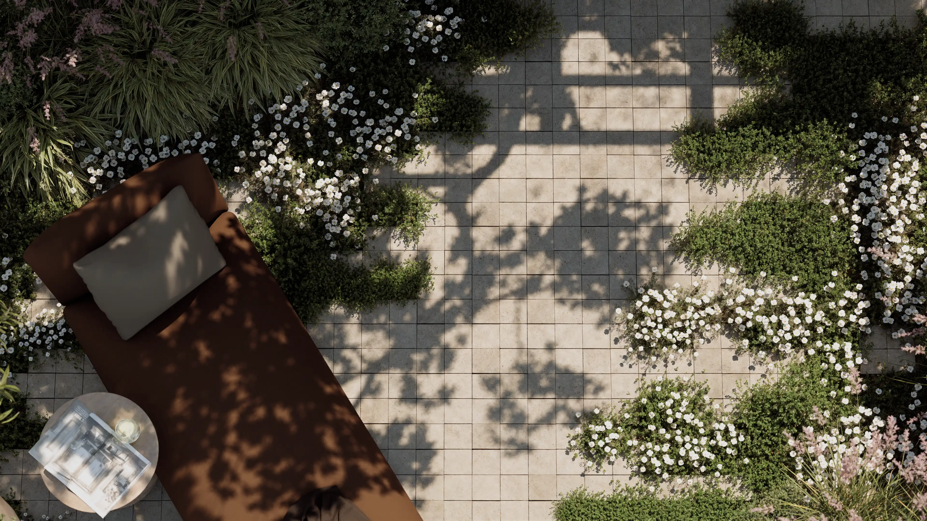 Schattiger Rückzugsort auf einer Dachterrasse - Close up