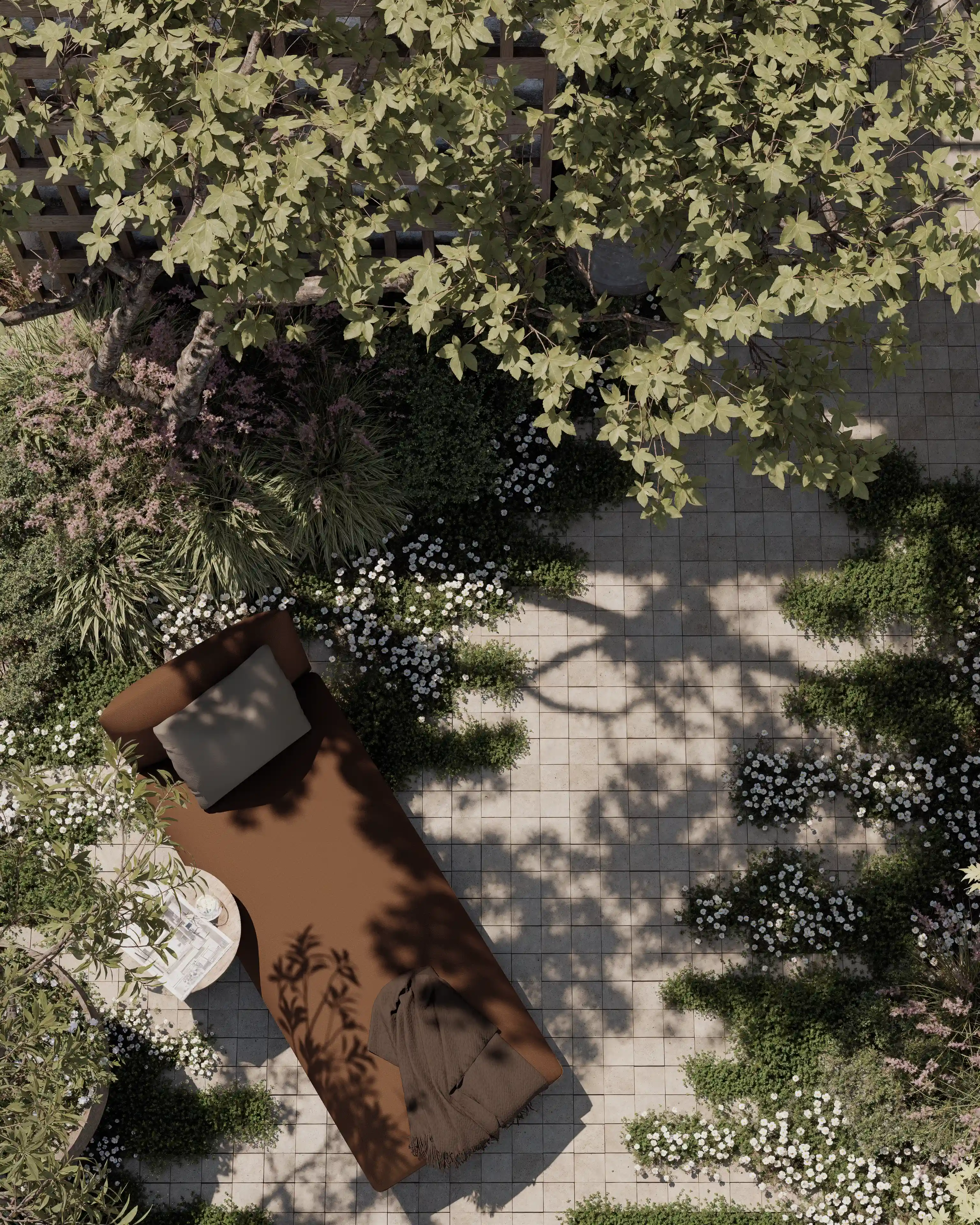 Schattiger Rückzugsort auf einer Dachterrasse